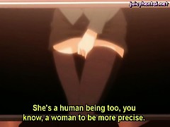 Anime lesbians tribbing and kissing